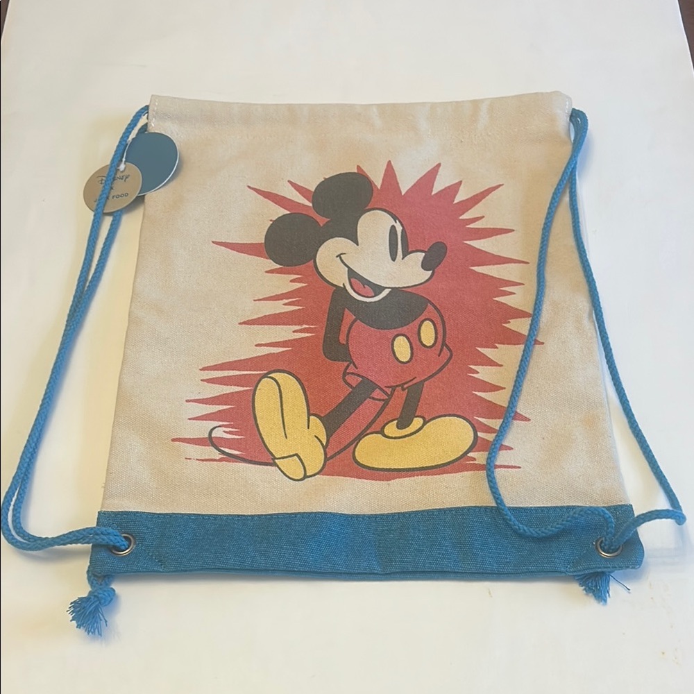 Mickey Mouse Drawstring Bag - Cream Blue and Red